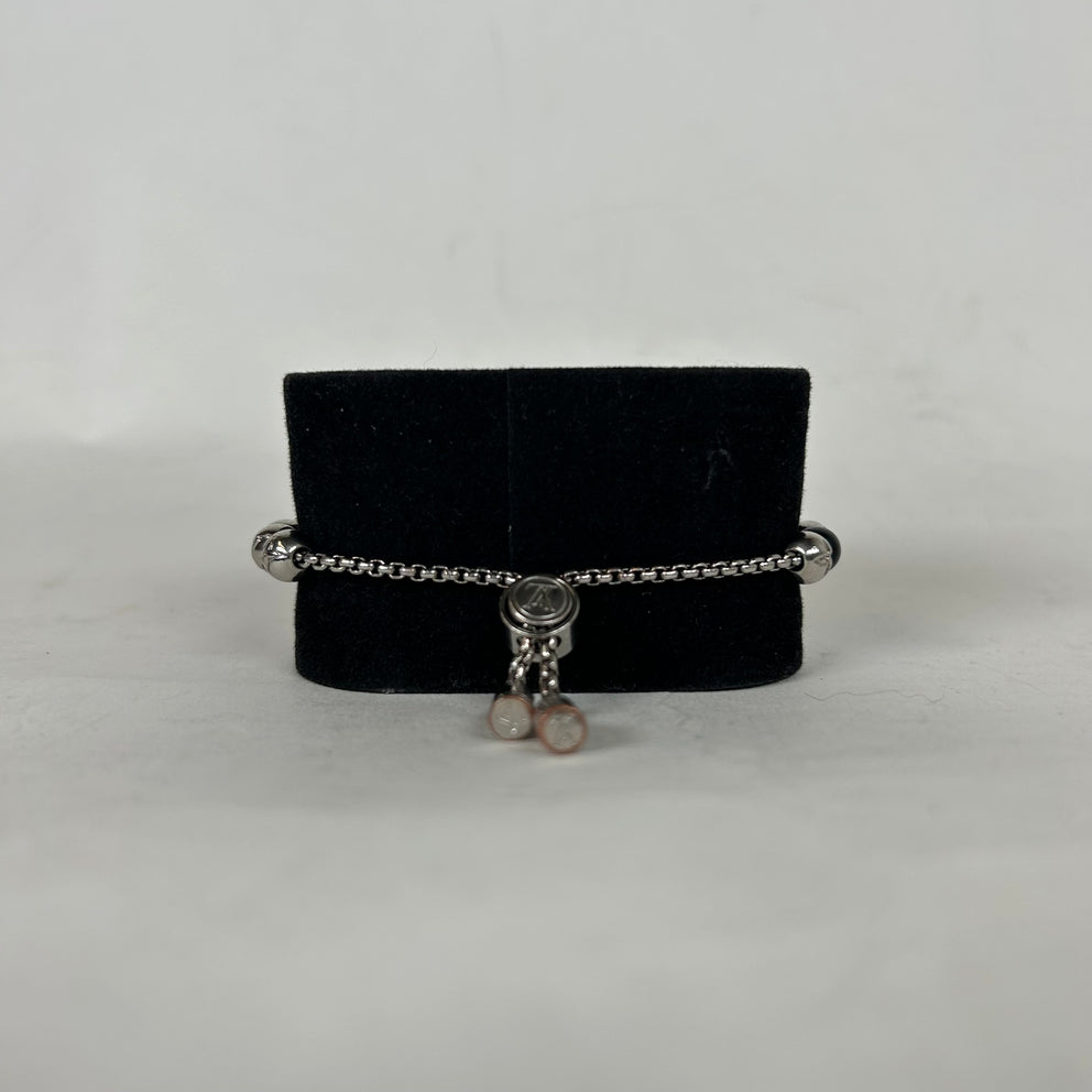 Louis Vuitton Silver Monogram Beaded Bracelet