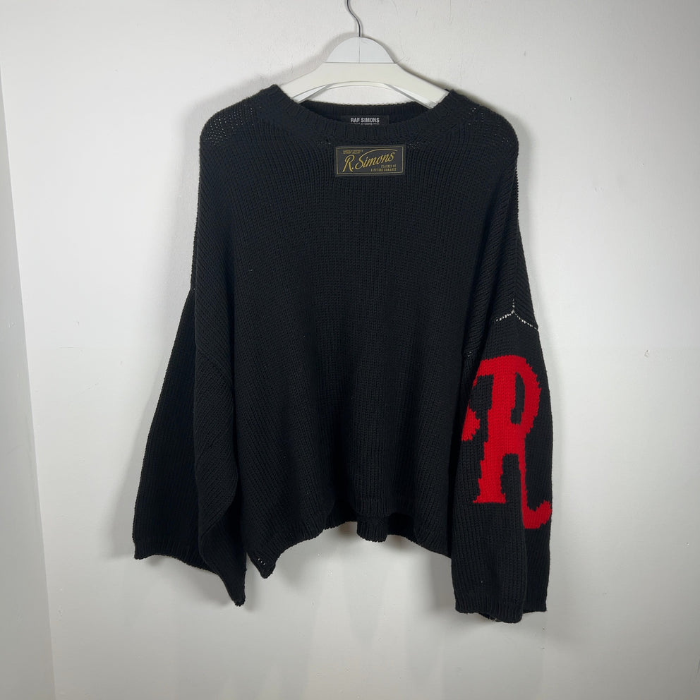 Raf Simons 'R' Heavy Knit Cropped Sweater