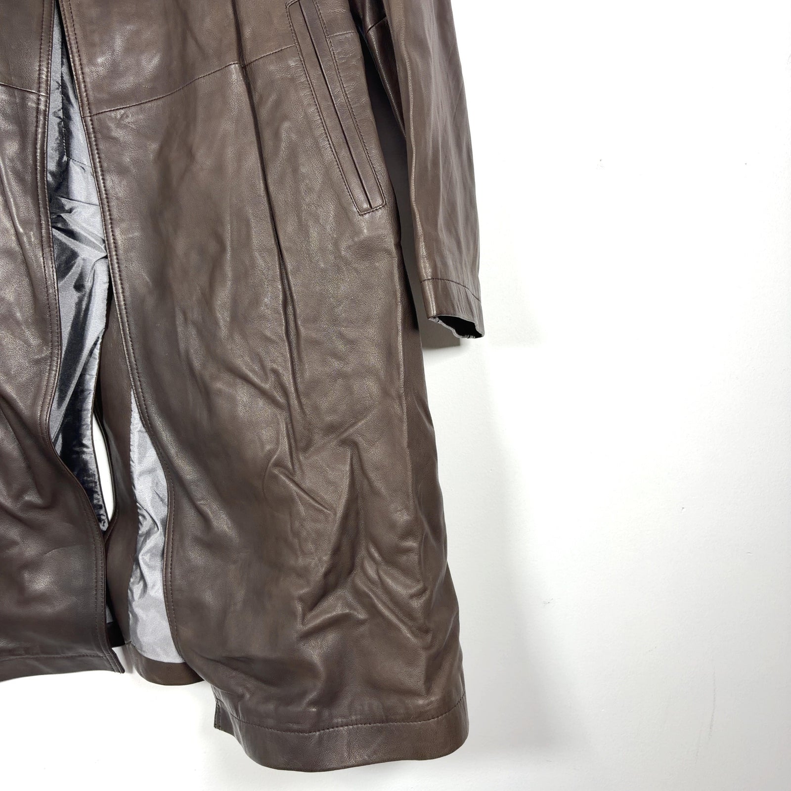 Armani Collezioni Water Repellent Lambskin Leather Trench Coat