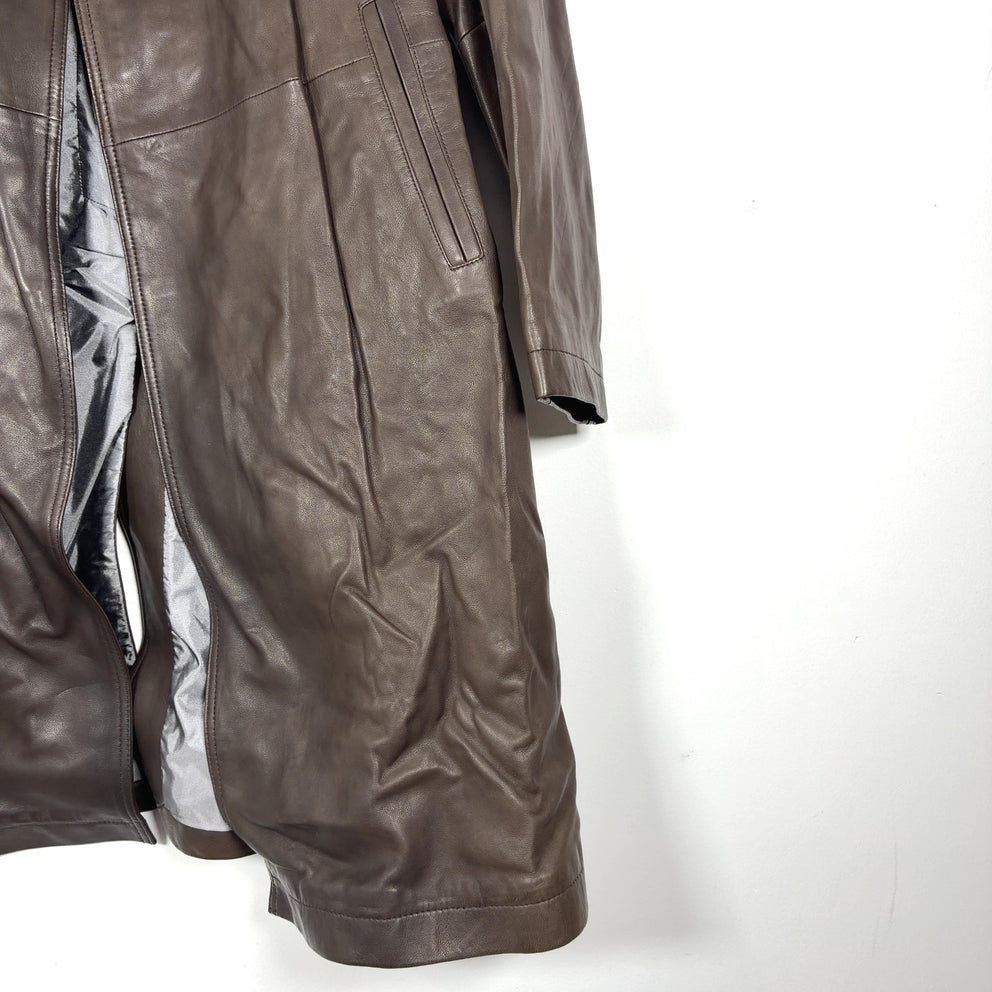 Armani Collezioni Water Repellent Lambskin Leather Trench Coat