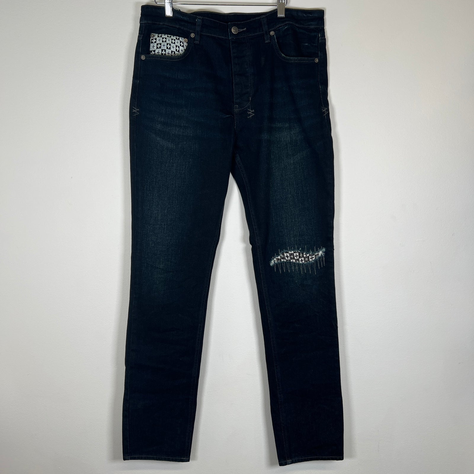 Ksubi Dark Blue Wash Checkerboard Size 36