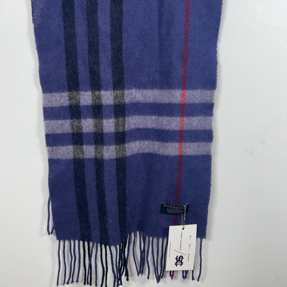 Burberry Purple Check Wool Scarf
