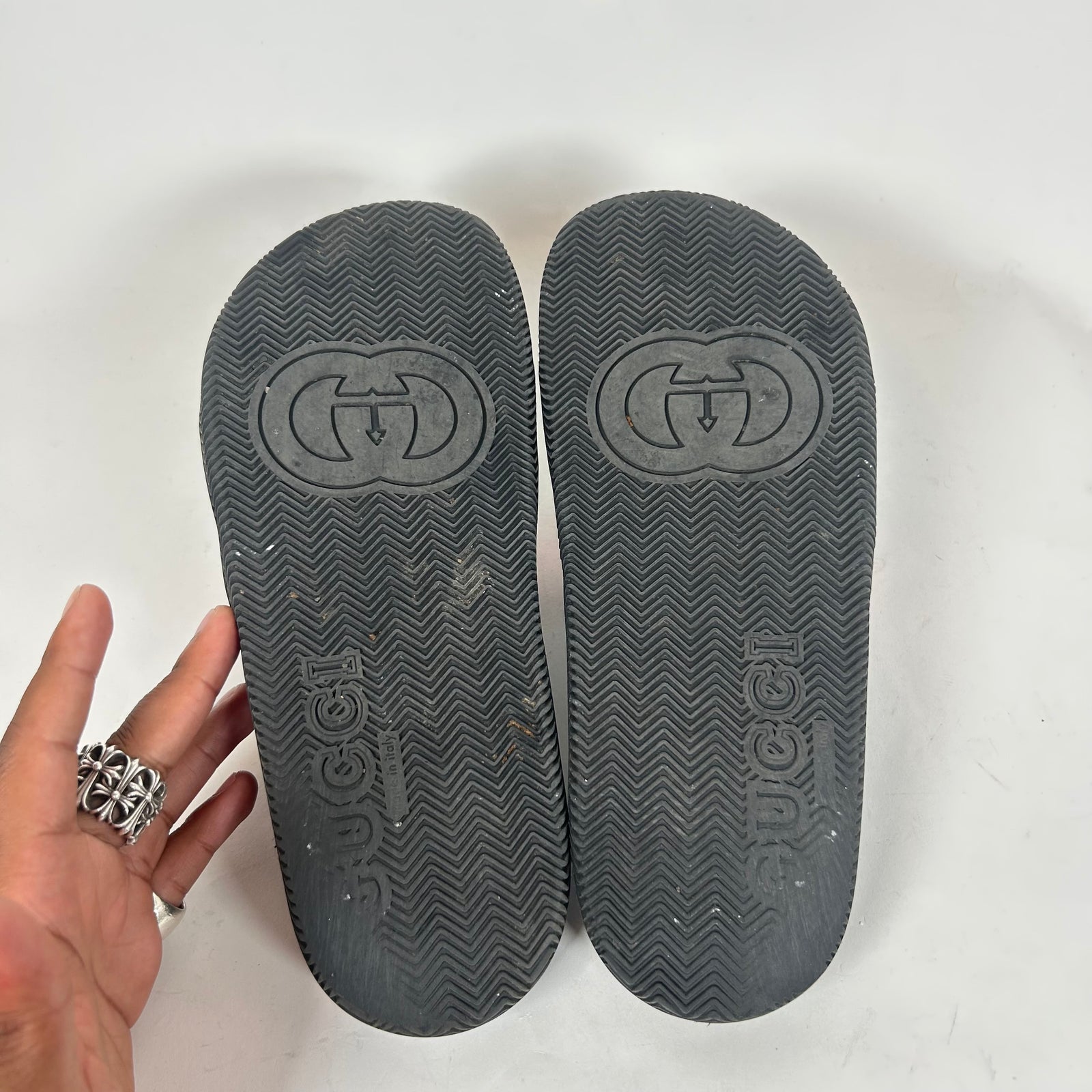 Gucci Red/Green Striped GG Rubber Slides Size GG 7