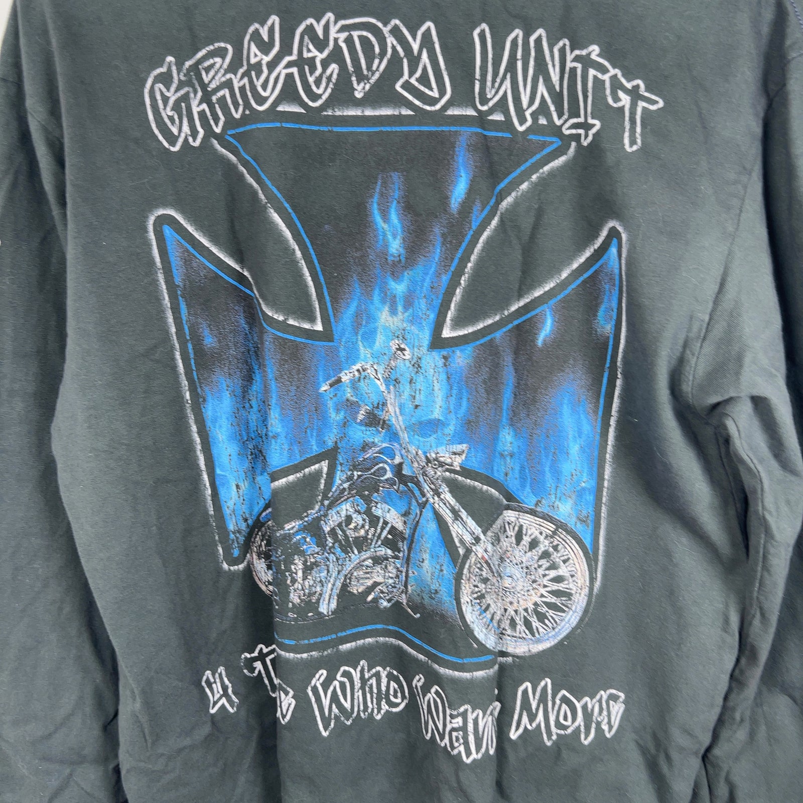 Greedy Unit Flaming Skull Chopper Longsleeve T-Shirt