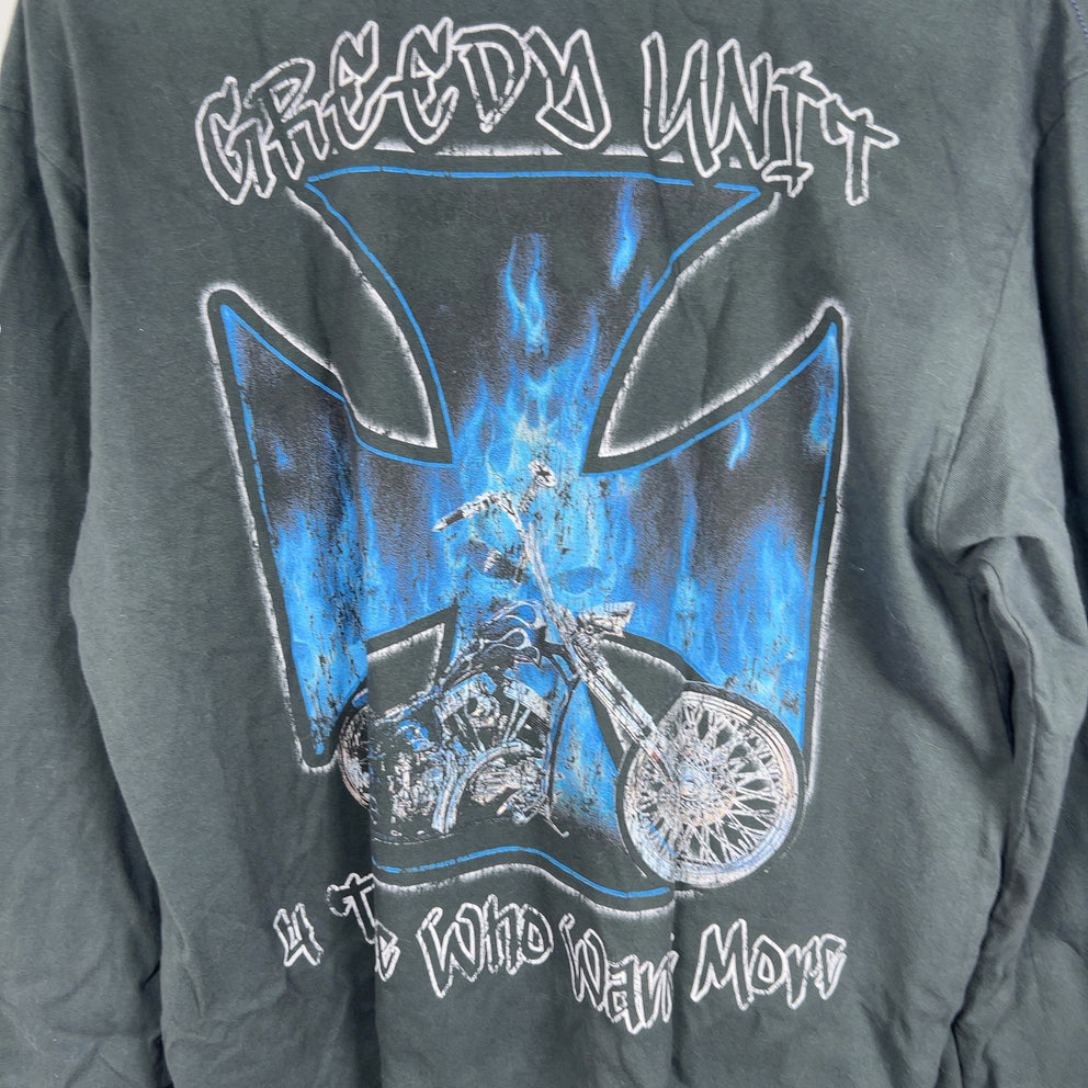 Greedy Unit Flaming Skull Chopper Longsleeve T-Shirt