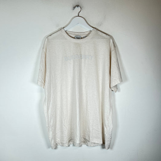 Burberry White Tonal Logo T-Shirt Size L