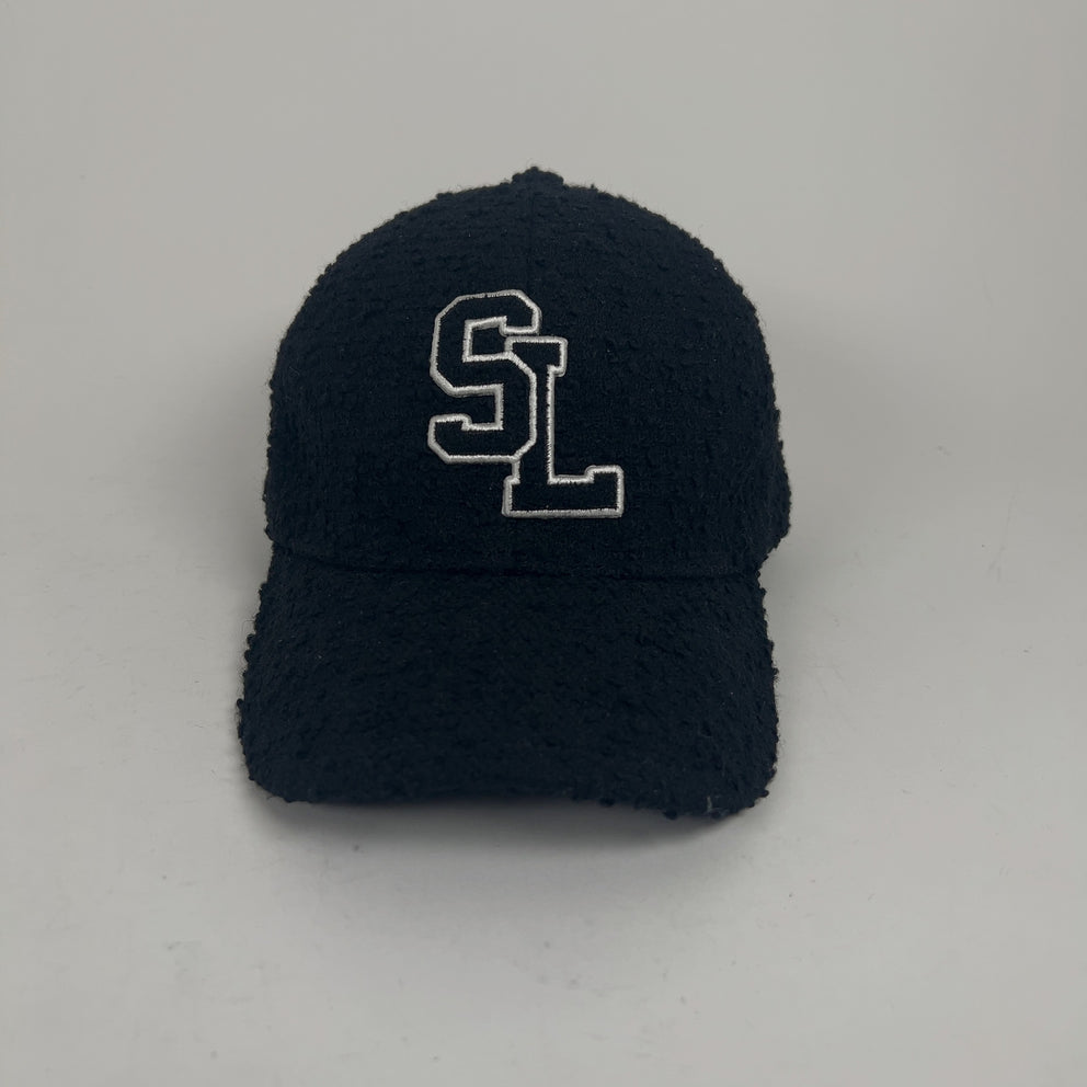 Saint Laurent Distressed Tweed 'SL' Logo Hat