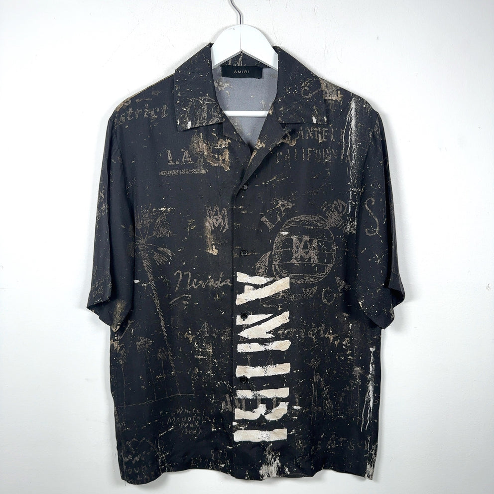 Amiri Army Stencil Silk Button-Up Shirt