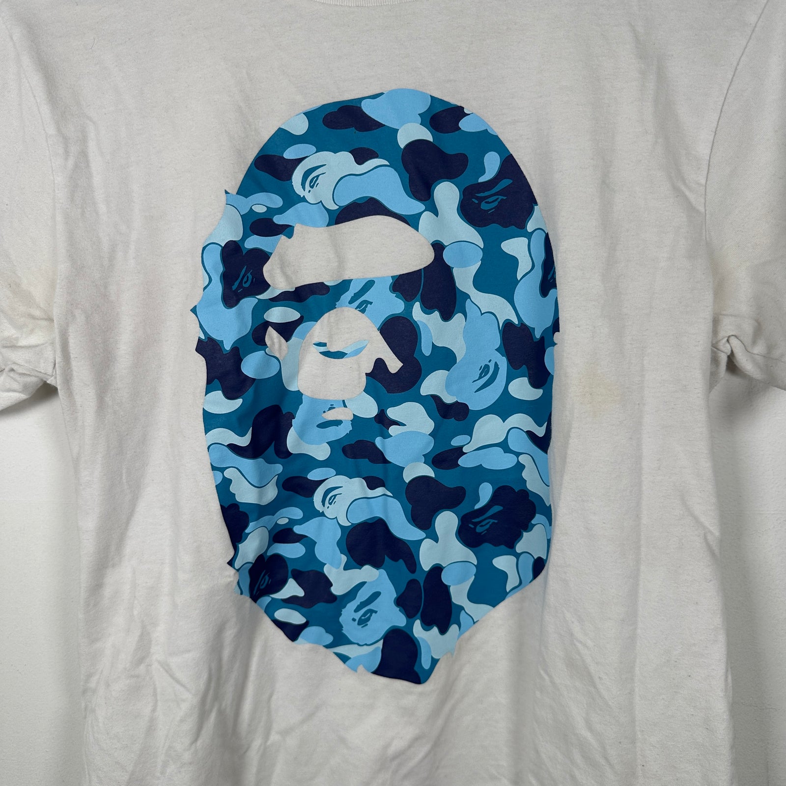 Bape White/Blue Camo Head T-Shirt Size M