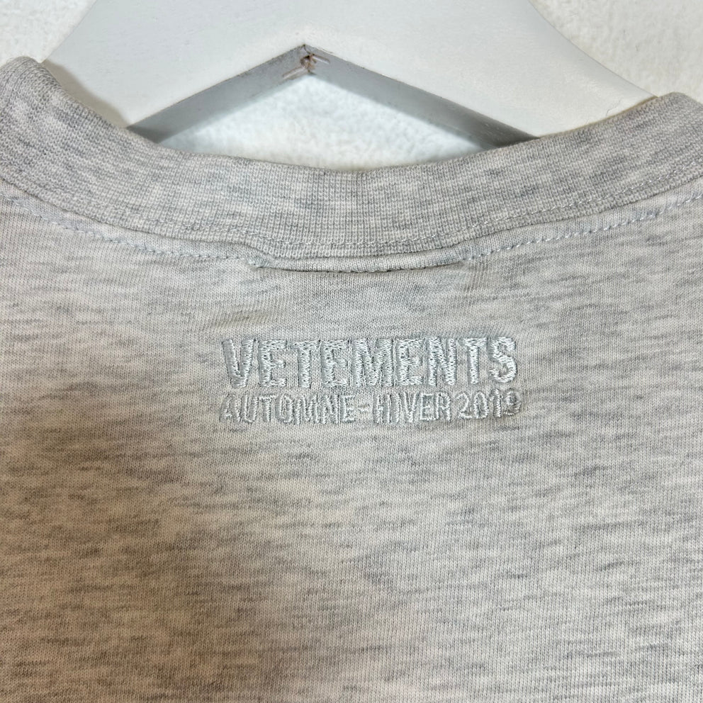 Vetements Grey AW19 'I Don't Do Drama' T-Shirt Size S