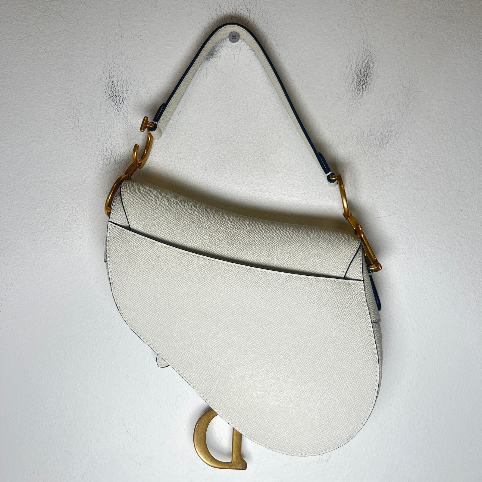Dior Latte Grained Calfskin Medium Saddle Bag