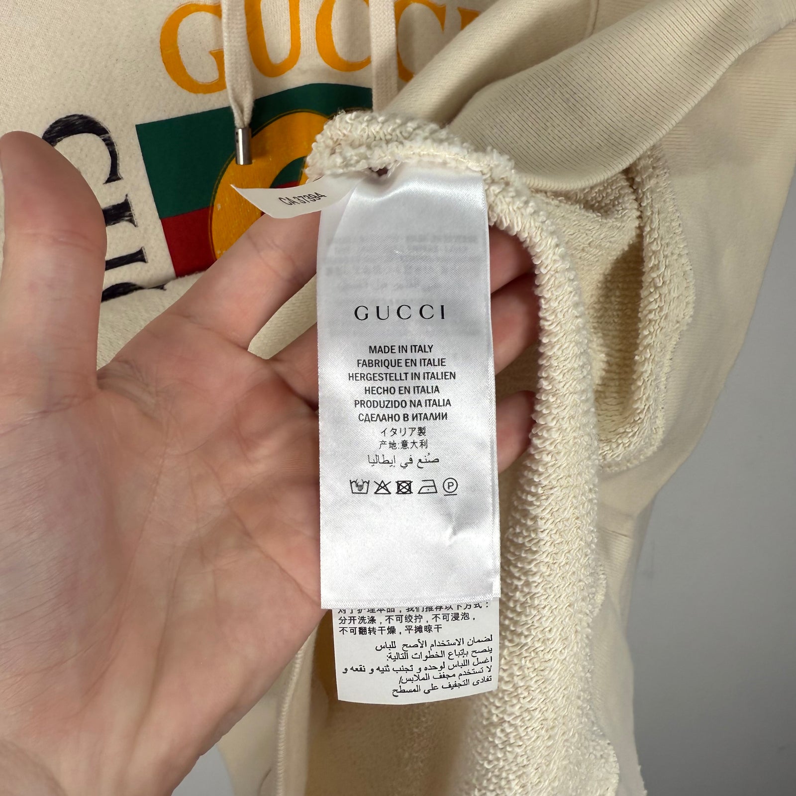 Gucci Cream Logo Hoodie Size M