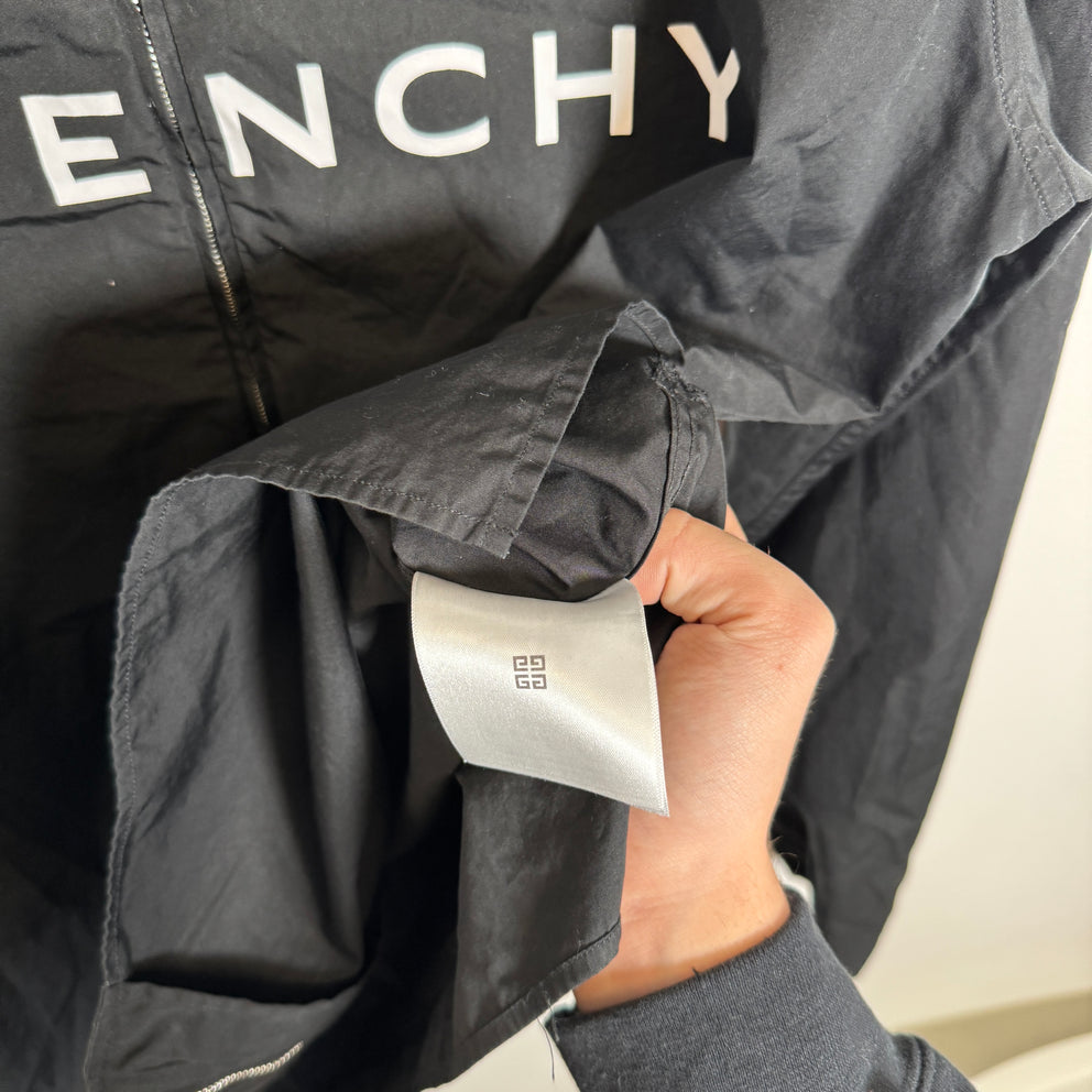 Givenchy Black Logo Zip-Up Shirt Size M