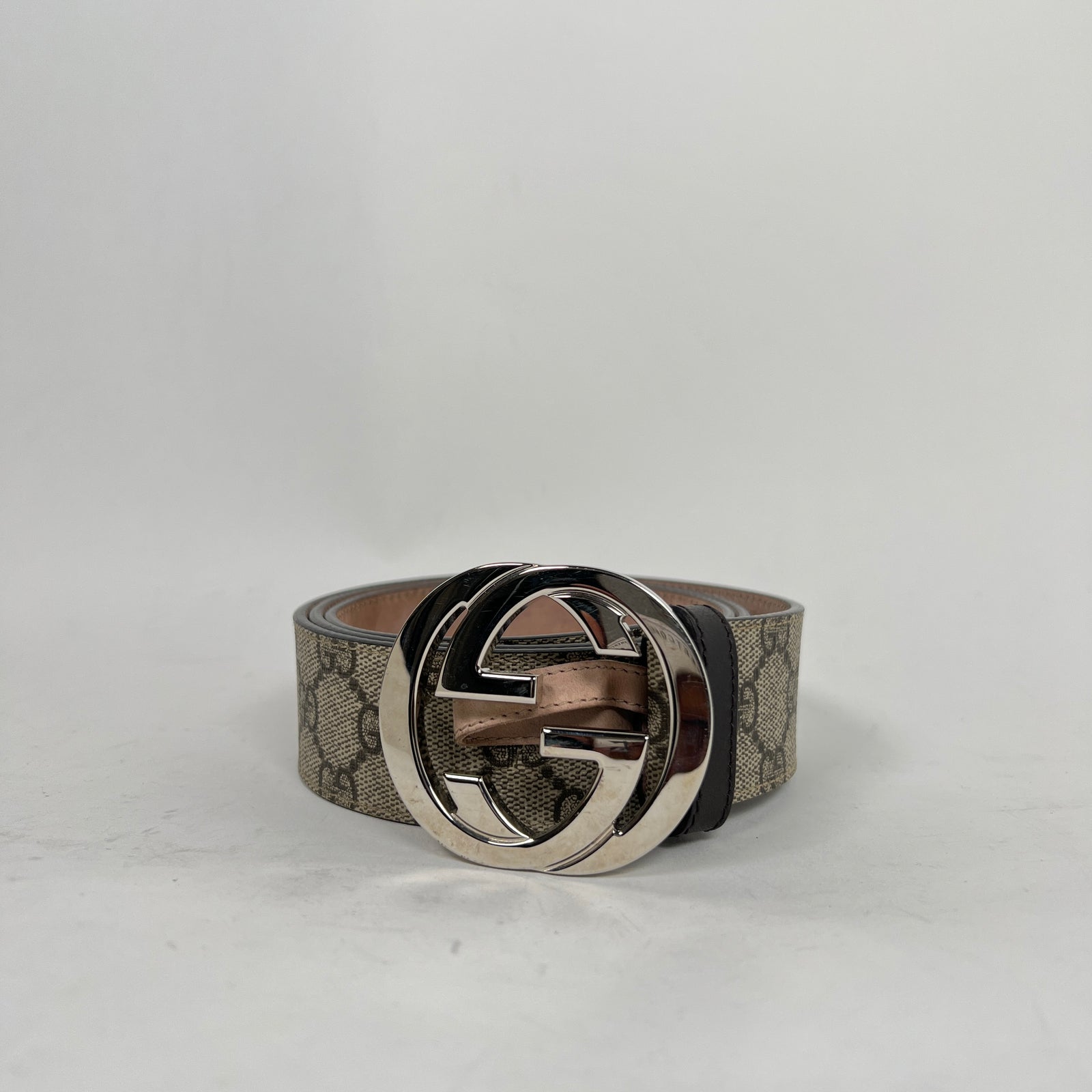 Gucci Beige GG Supreme Leather Belt Size 95