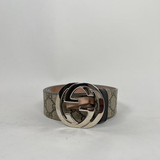 Gucci Beige GG Supreme Leather Belt Size 95