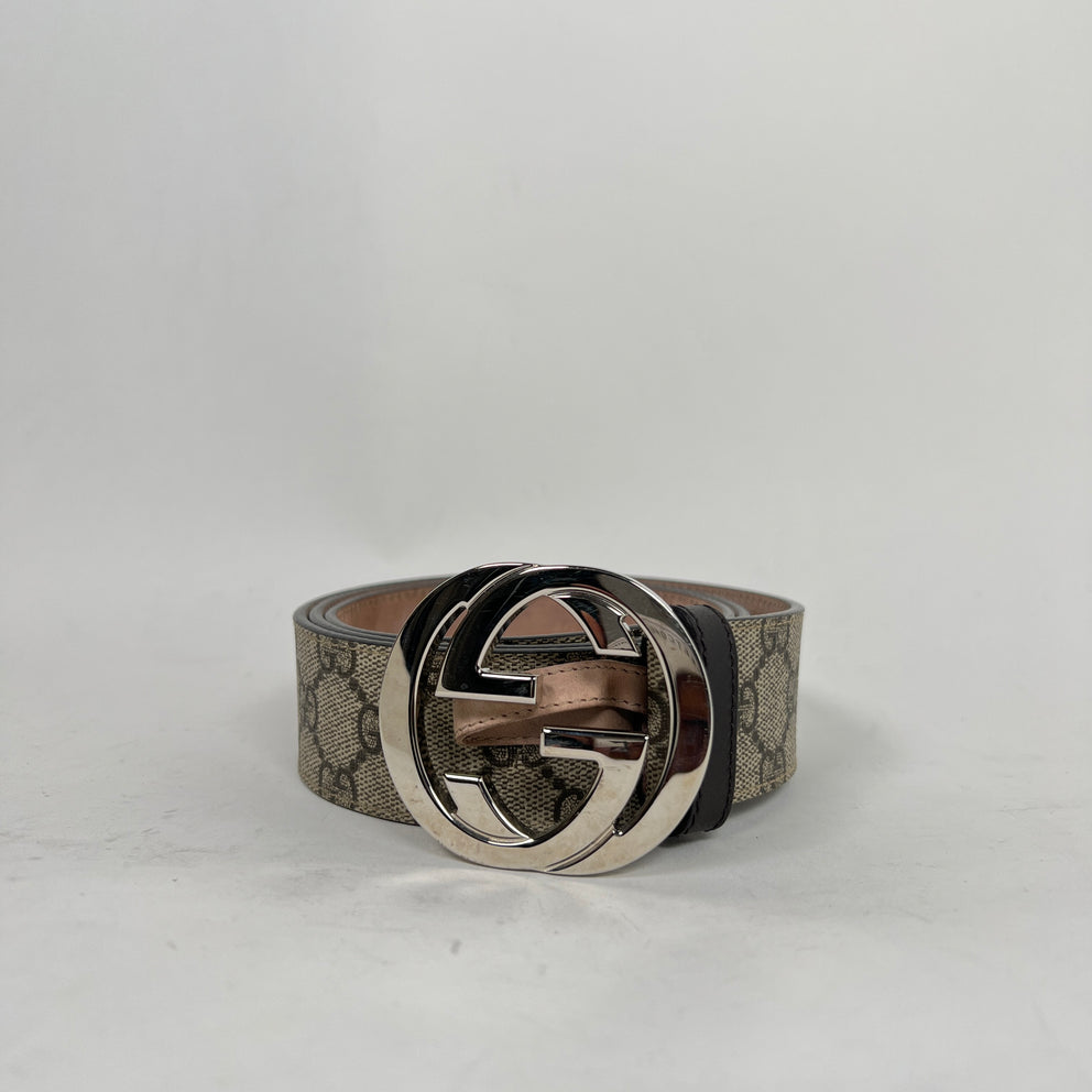 Gucci Beige GG Supreme Leather Belt Size 95