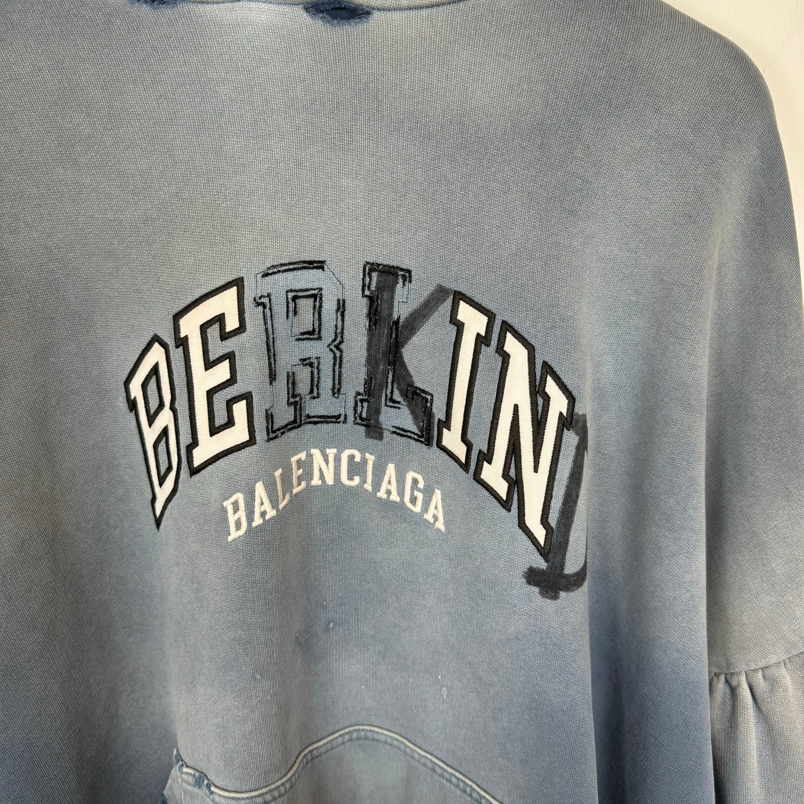 Balenciaga Washed Blue Be Kind Hoodie Size 3