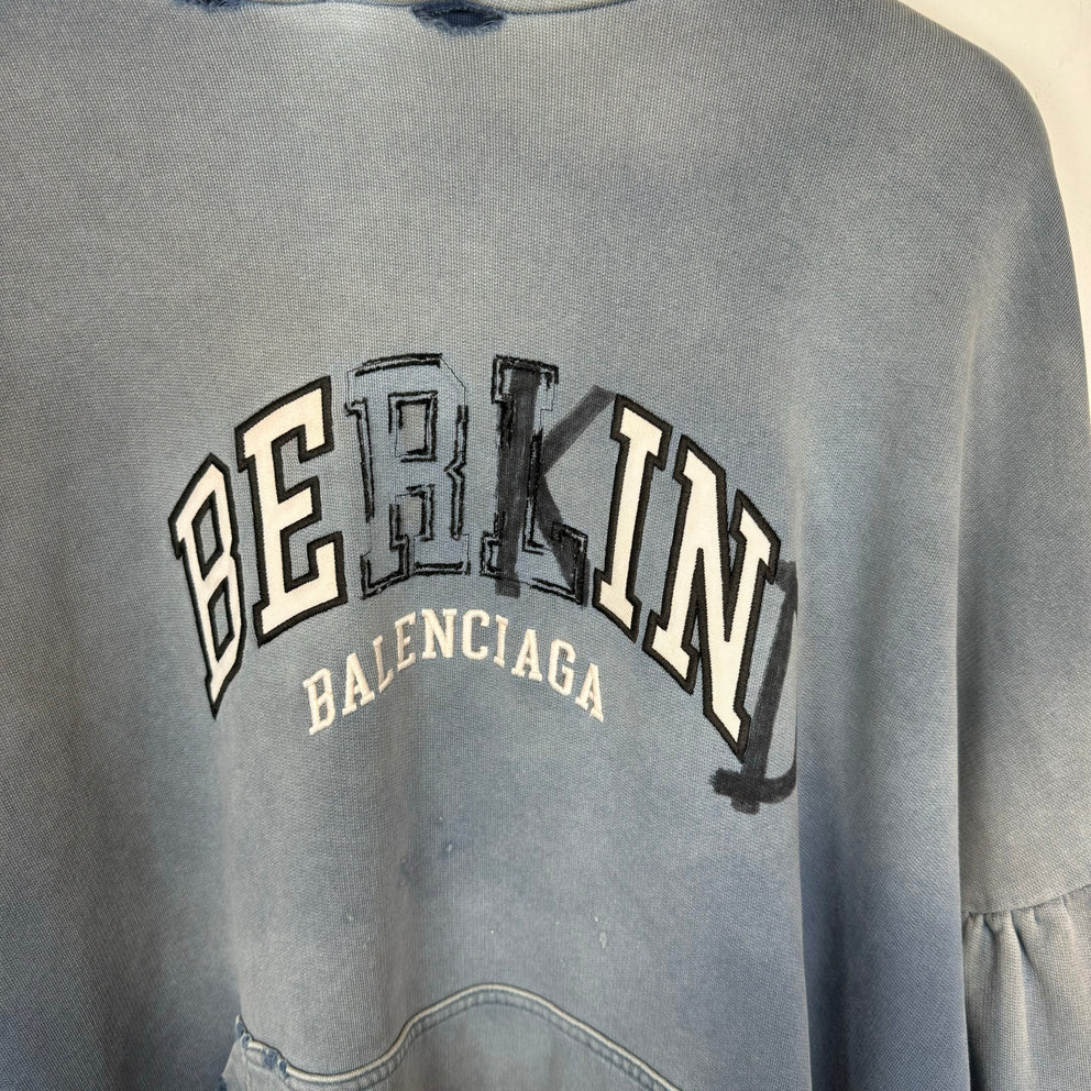 Balenciaga Washed Blue Be Kind Hoodie Size 3