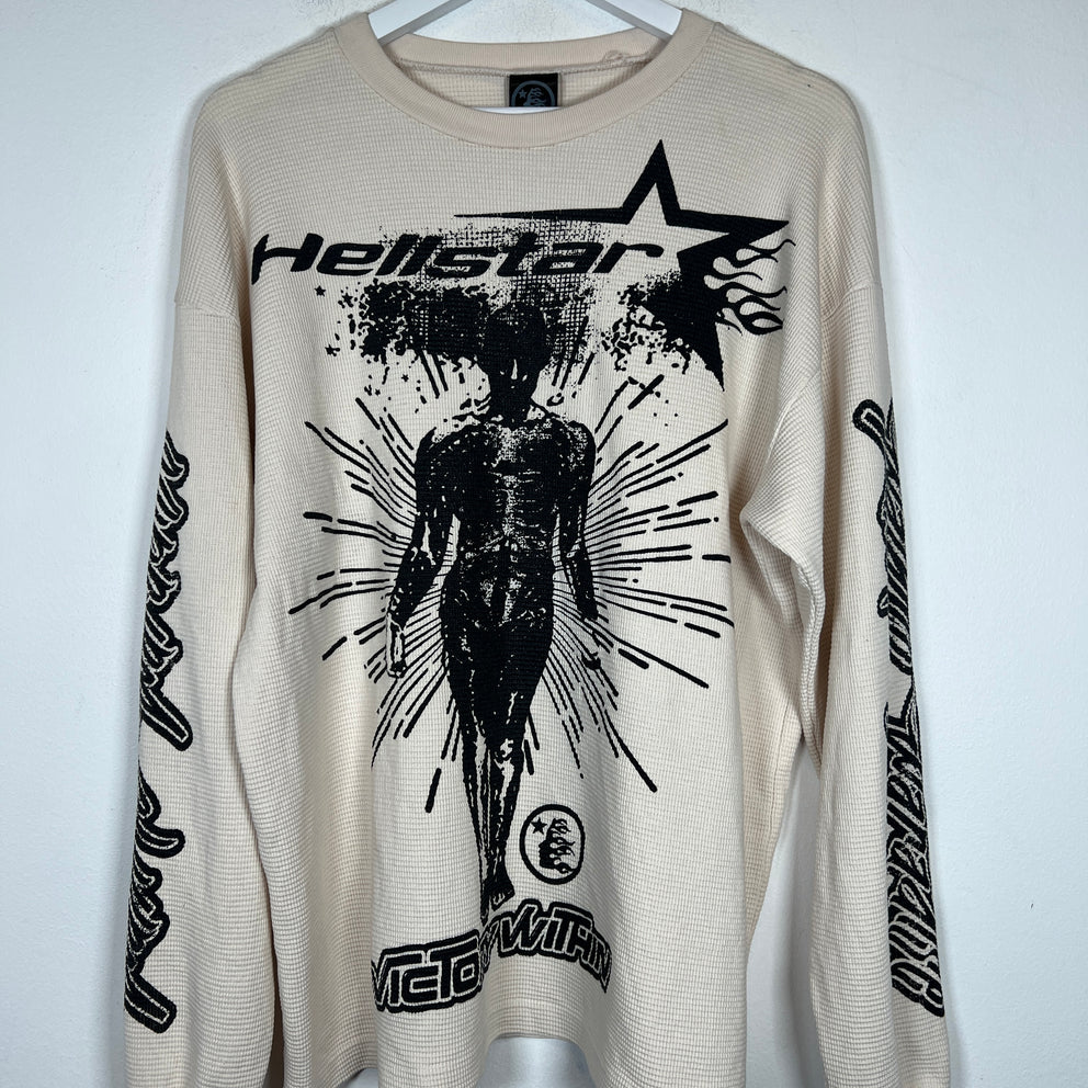Hellstar Cream Victory Lap Thermal Longsleeve Size M