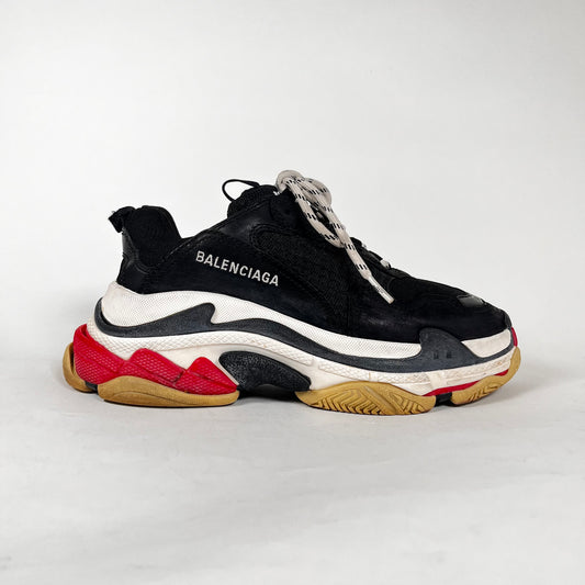 Balenciaga Black/Red Triple S Sneakers Size 38