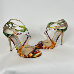 Jimmy Choo Multicolor Satin Sandals Size 37