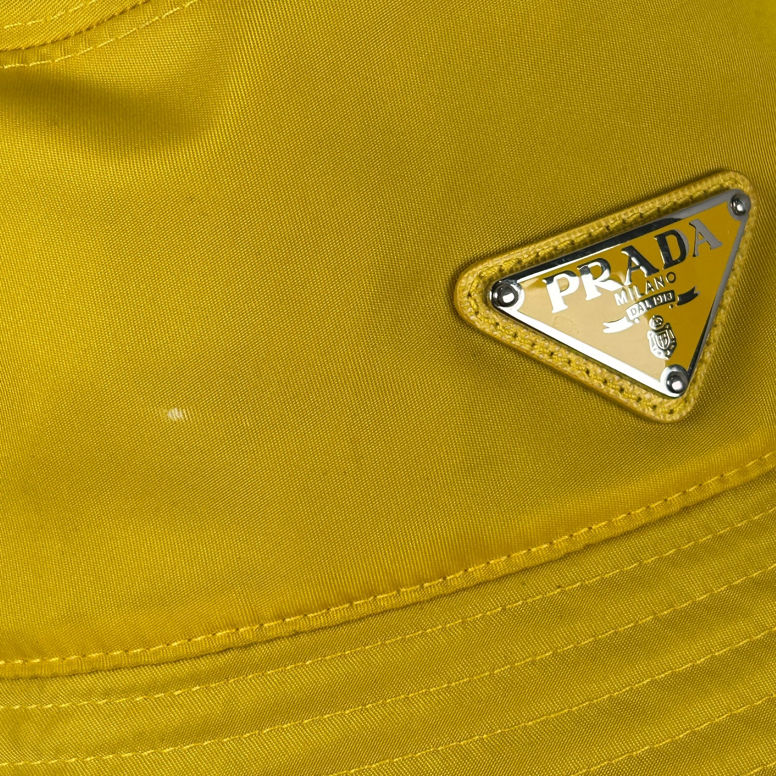 Prada Yellow Nylon Logo Bucket Hat Size M