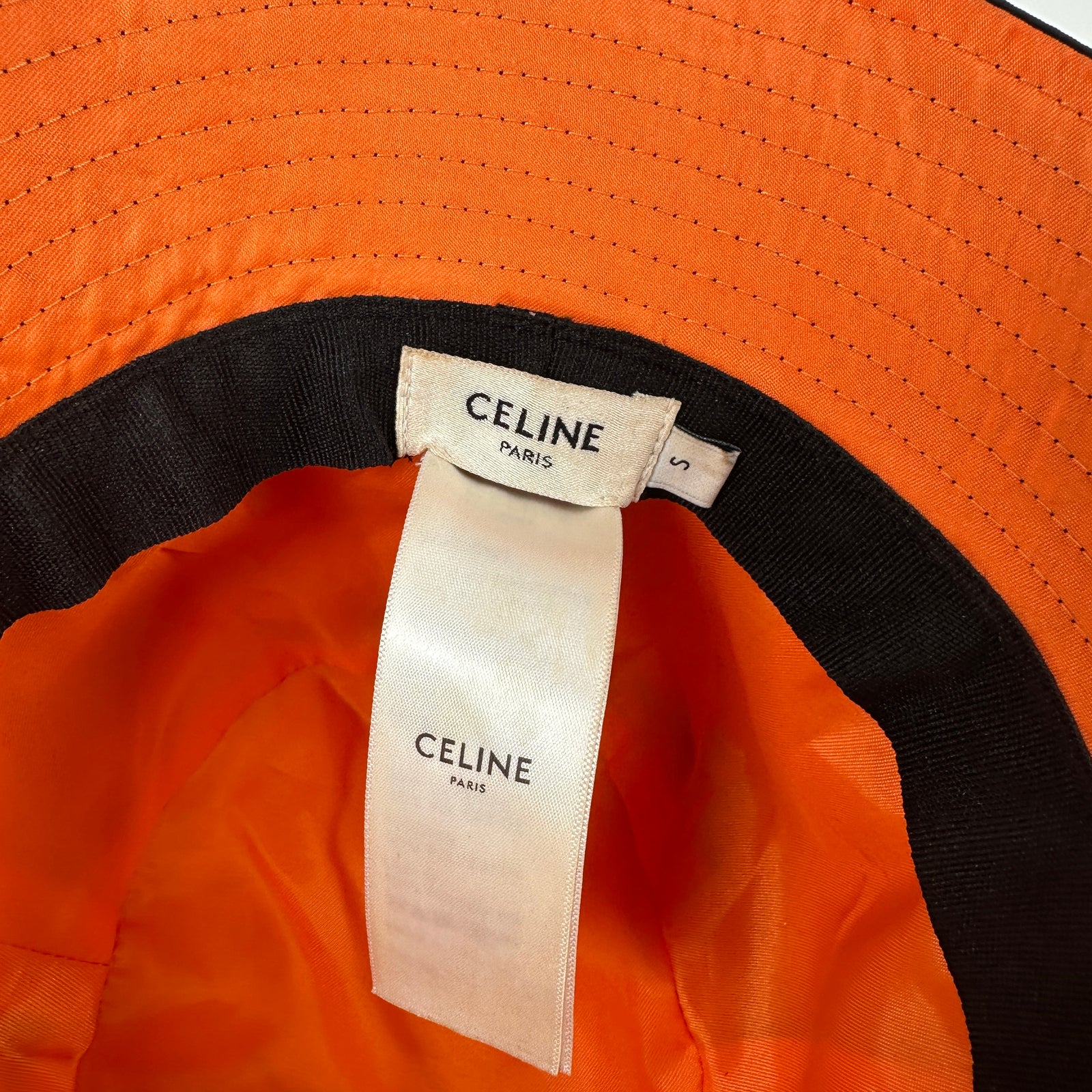 Celine Black Logo Bucket Hat Size S