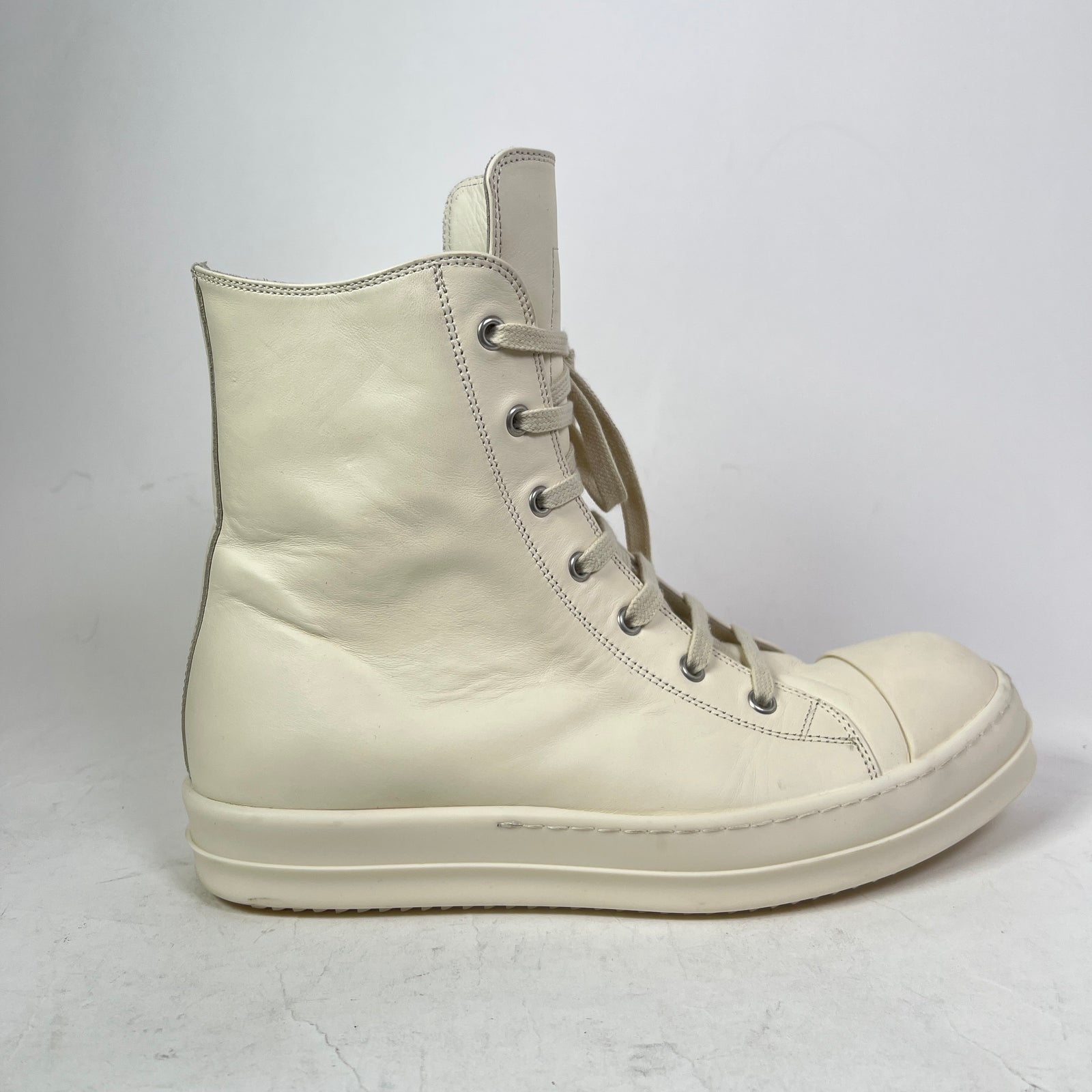Rick Owens Milk Mainline Leather High-Top Ramones