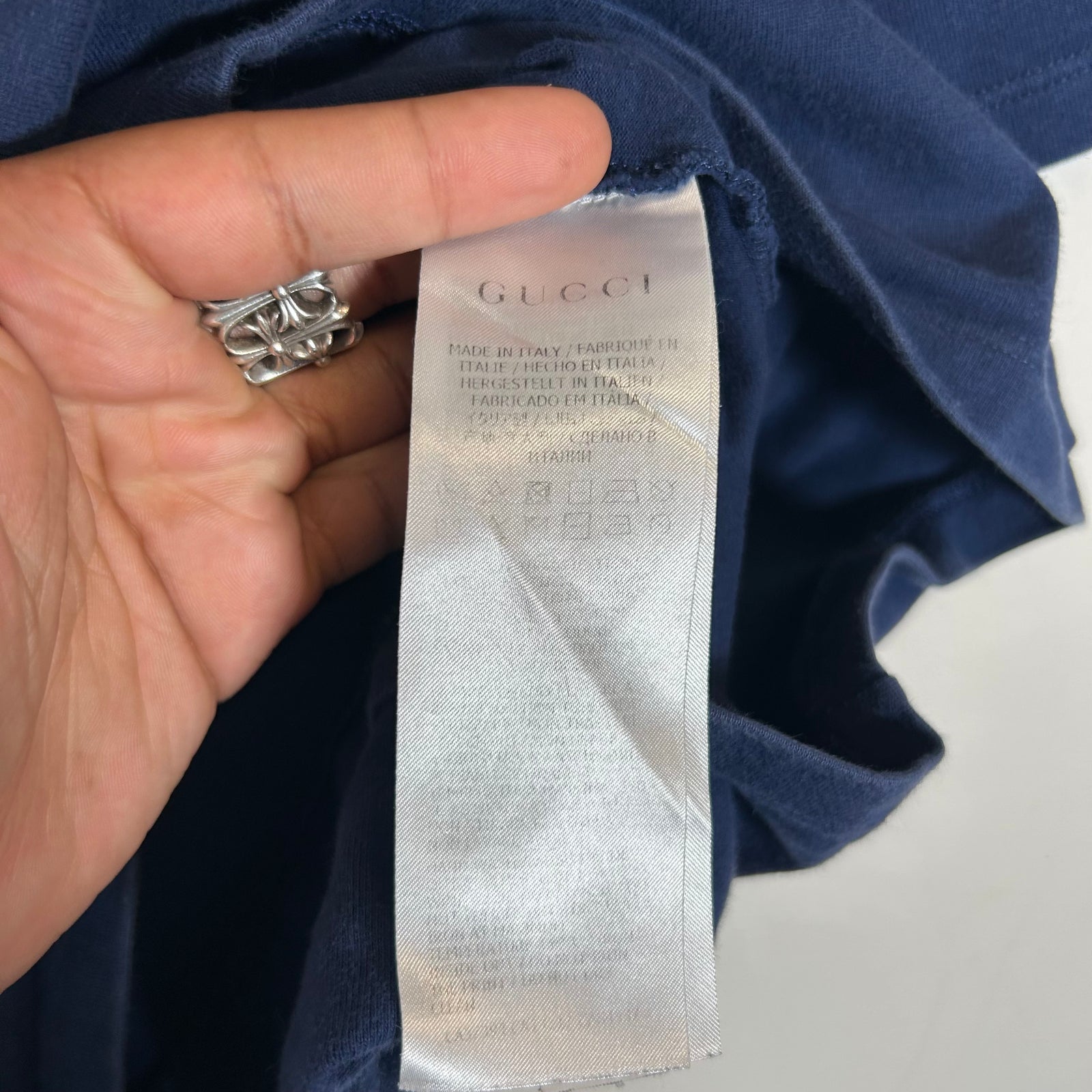 Gucci Blue Anchor Logo T-Shirt Size L