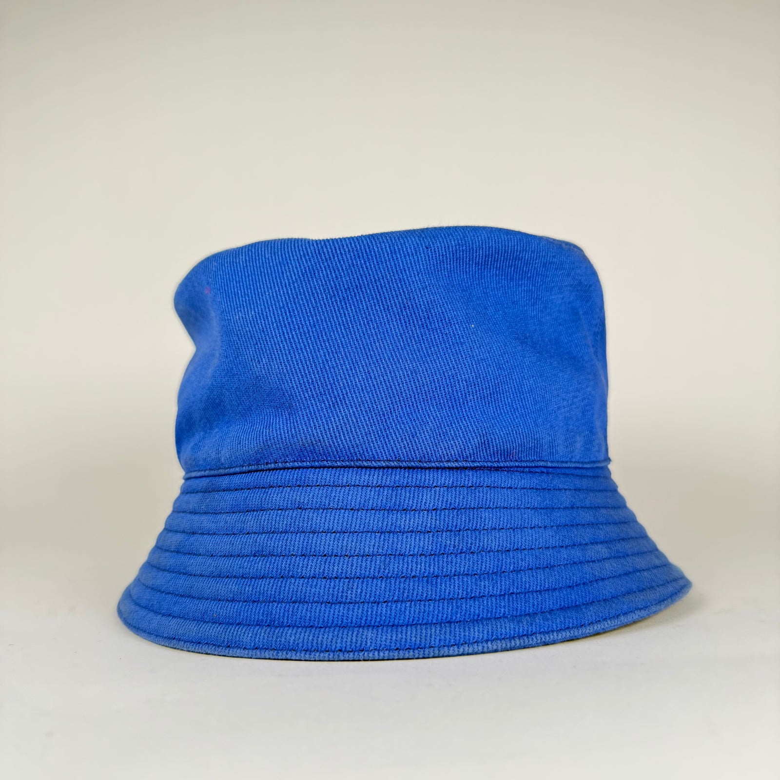Prada Blue Canvas Plaque Bucket Hat Size XL