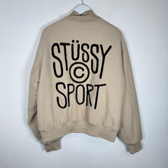 Stussy Sport Oatmeal Melton Varsity Jacket Size L