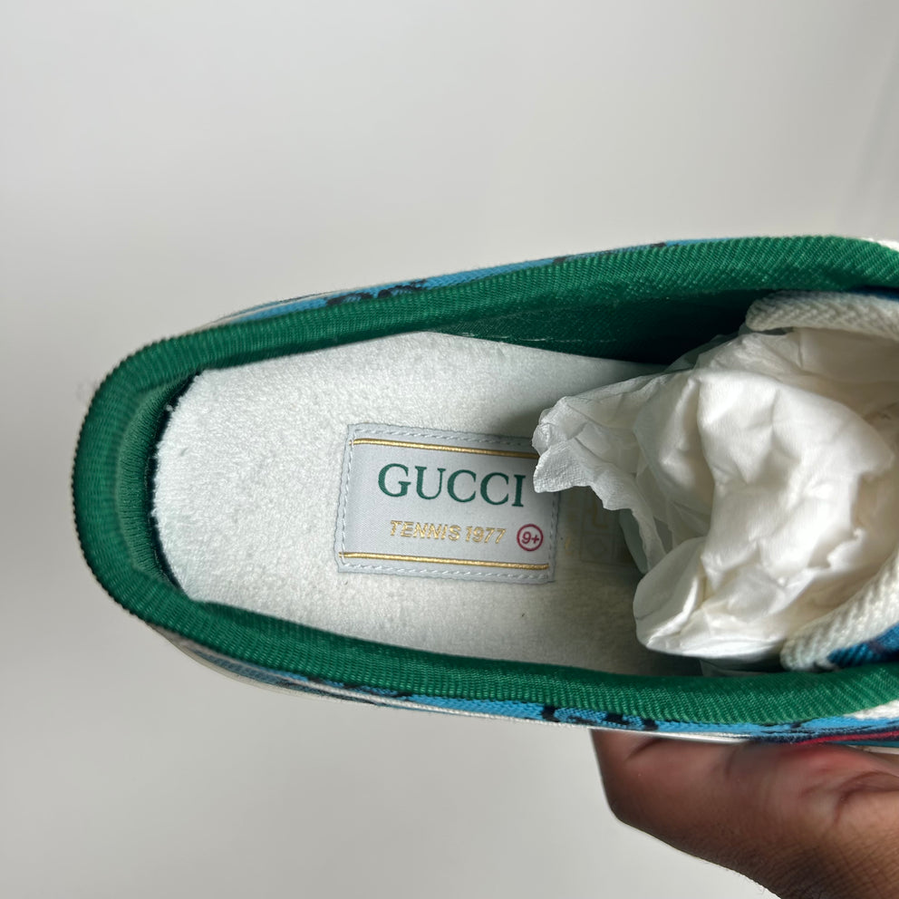 Gucci Light Blue Tennis 1977 Low Top Sneaker Size GG 9.5