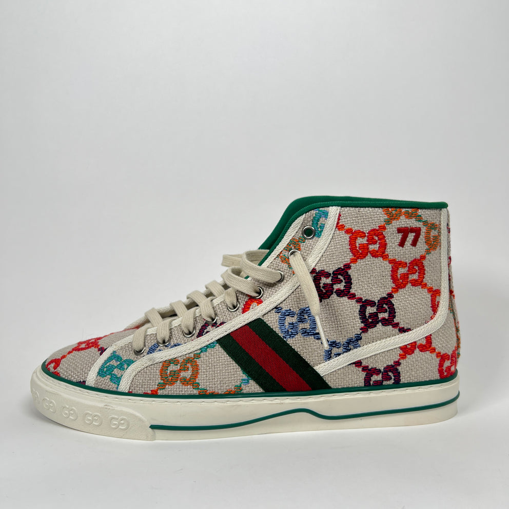 Gucci Multi Color Tennis 1977 High-Top Sneaker Size GG 9.5