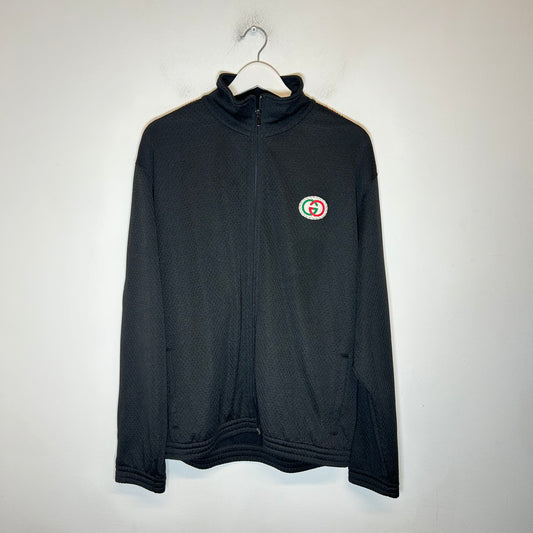 Gucci Black Interlocking G Logo Mesh Track Jacket Size L