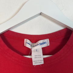 Comme Des Garcons Shirt Red Logo T-Shirt Size L