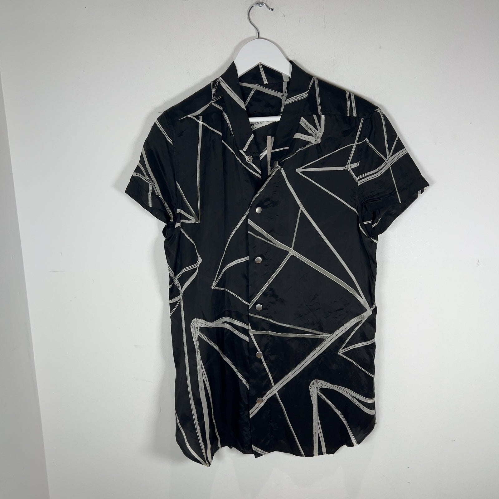 Rick Owens SS22 'Fogachine' Silk Faun Snap Collar Button-Up Shirt