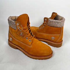 Jimmy Choo Timberland 6" Wheat Swarvoski Boots Size 10.5