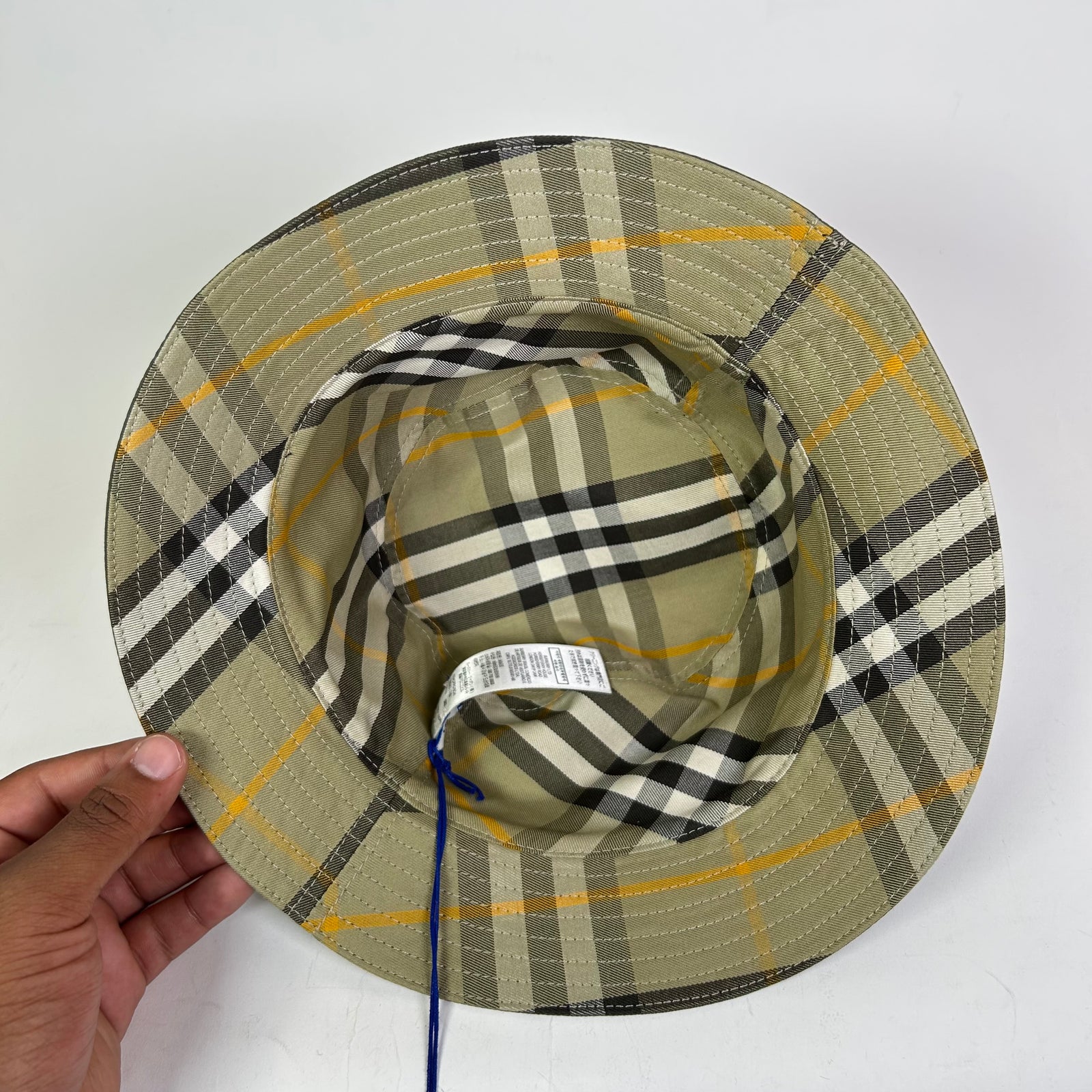 Burberry Antique Green Reversible Check Bucket Hat Size L
