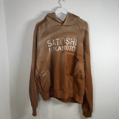 Satoshi Nakamoto Spell Out Logo Cargo Hoodie