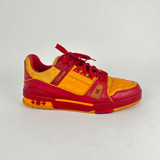Louis Vuitton Trainer Low Red Orange Size 8.5 LV
