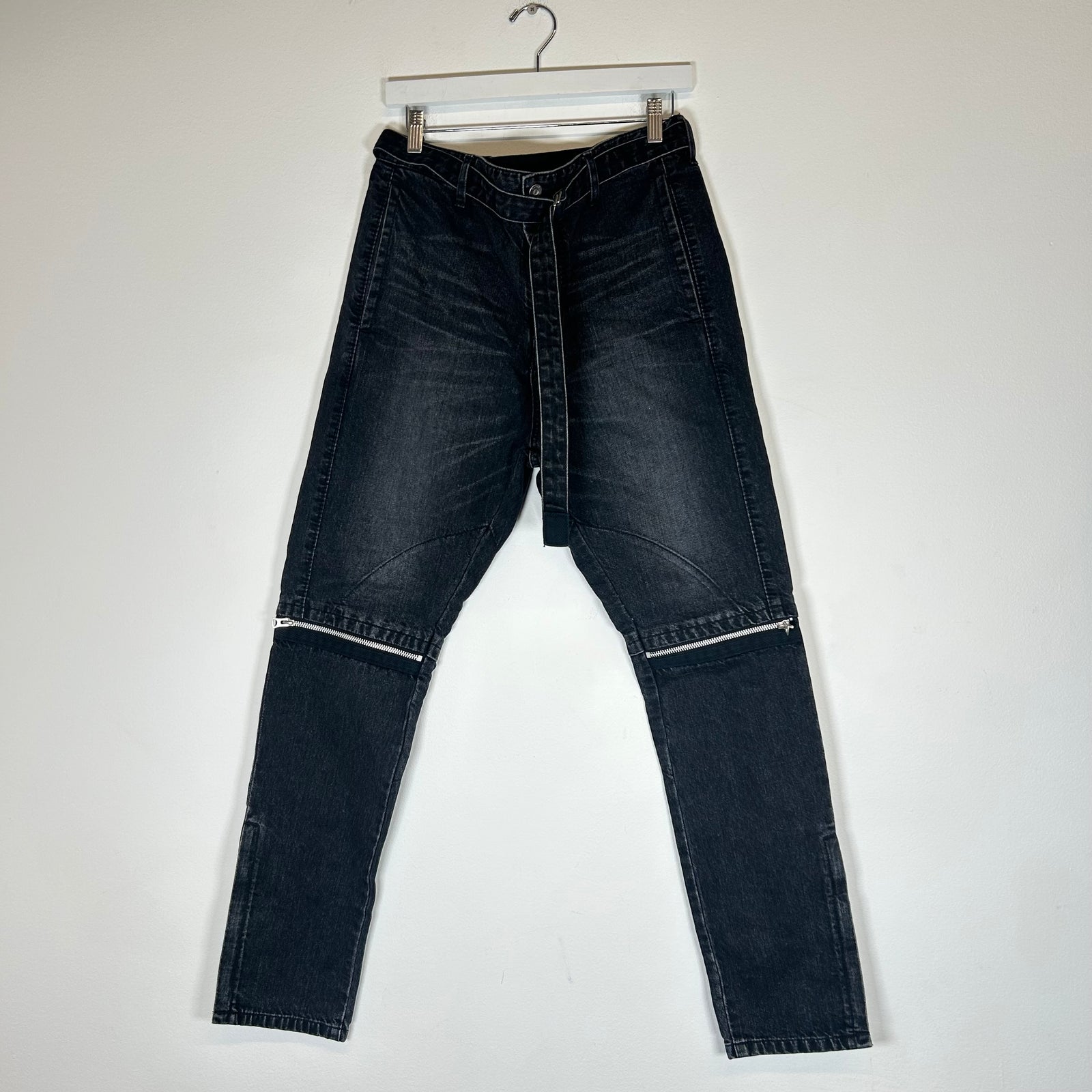 Sacai Black Washed Zipper Denim Jeans 32