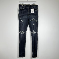 Amiri MX1 Grey Wash Black Leather Size 38