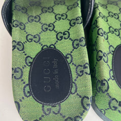 Gucci GG Green Canvas Sandal Size 9