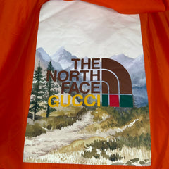 Gucci x The North Face Orange Graphic 1/2 Zip Anorak Puffer Jacket Size XL