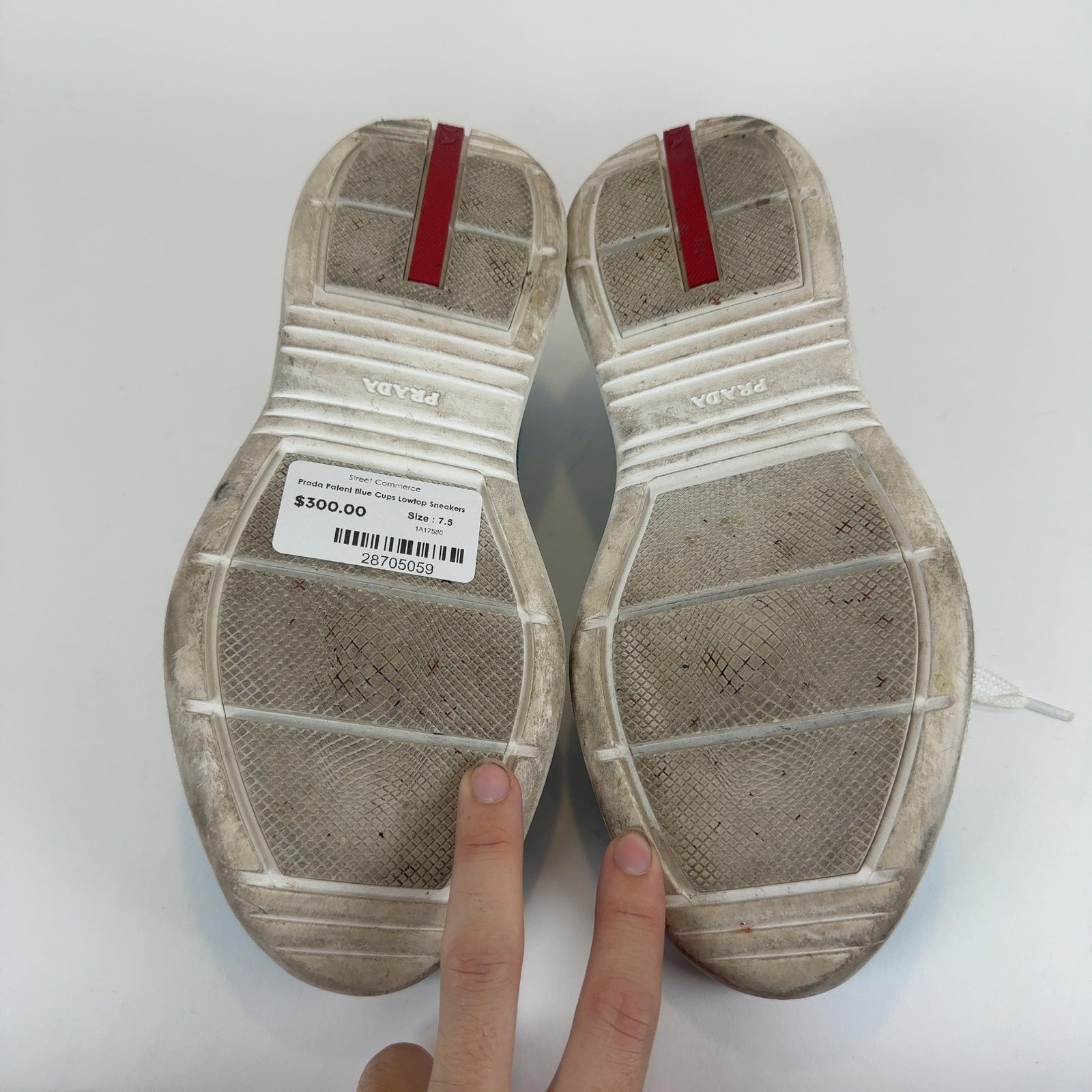 Prada Patent Blue Cups Lowtop Sneakers