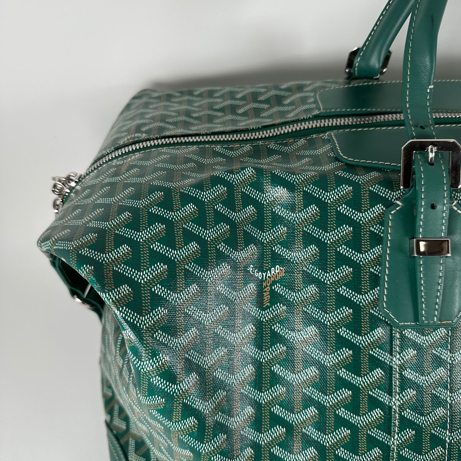 Goyard Goyardine Green Boeing 55 Travel Duffle Bag