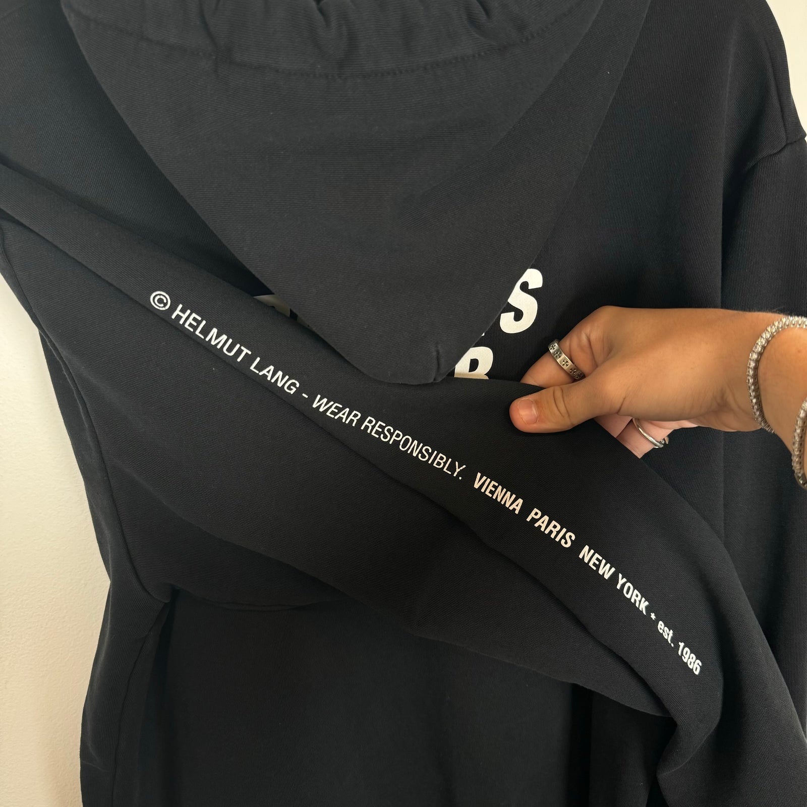 Helmut Lang Black Impress Hoodie Size M