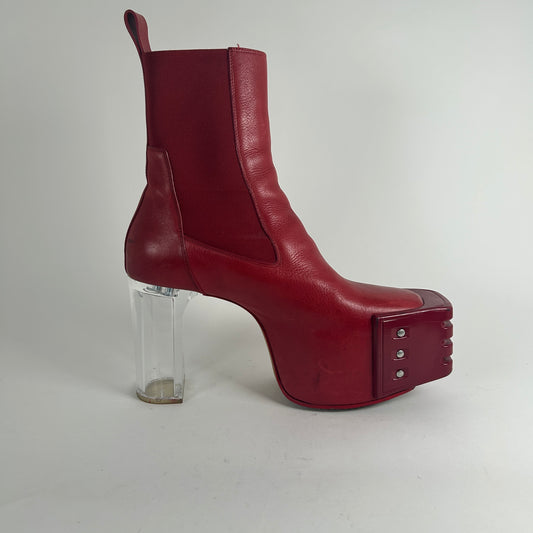 Rick Owens Kiss Heels Red Leather Size 44