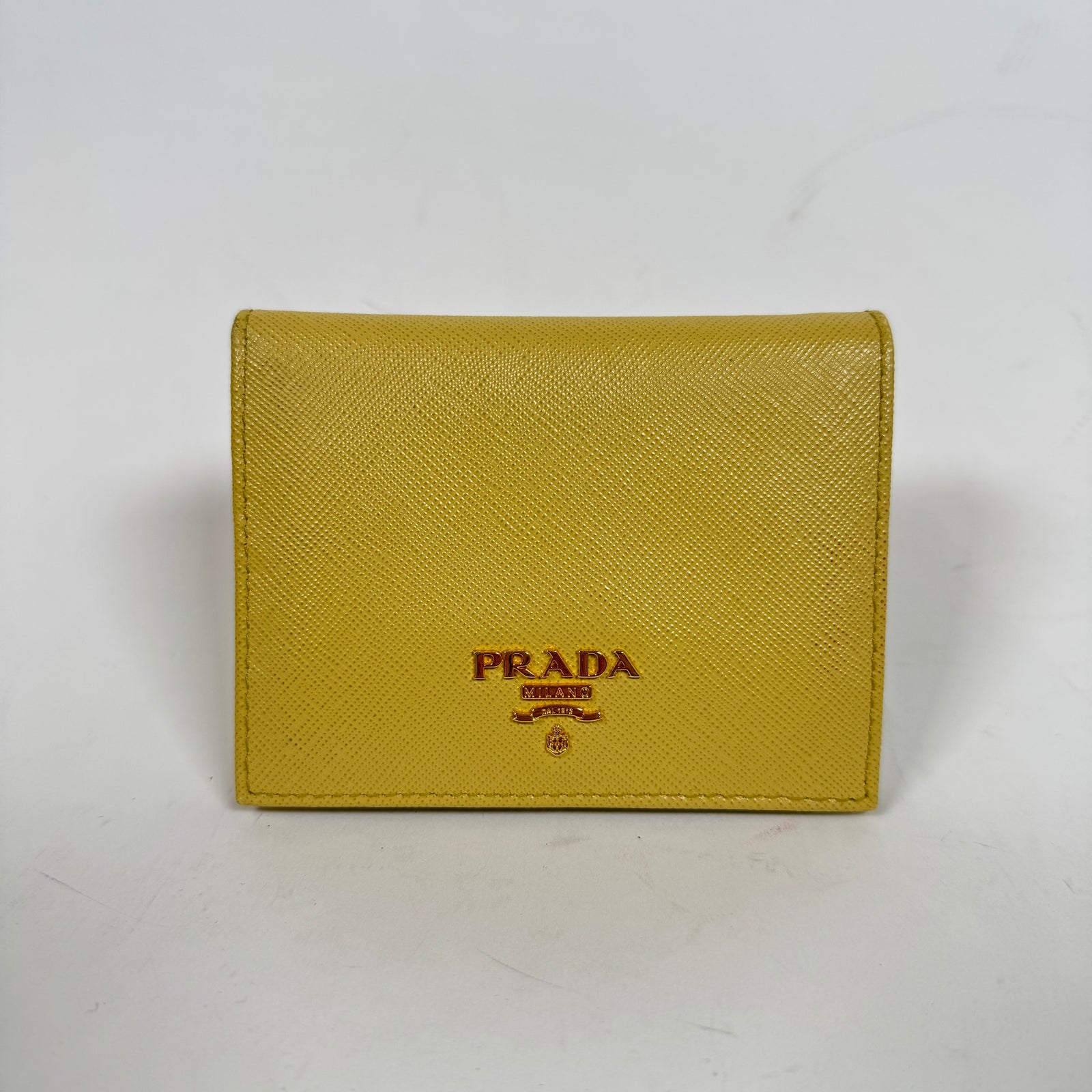 Prada Yellow Leather Compact Wallet
