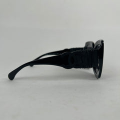 Chanel Black Acetate Calfskin Polarized Square Sunglasses